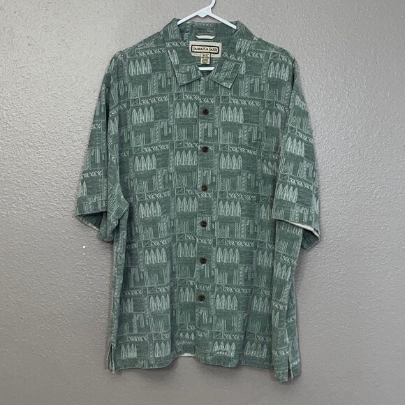 Jamaica Jaxx Men’s Silk Hawaiian Vacation Short Sleeve Button Down Shirt XXL - Picture 2 of 12